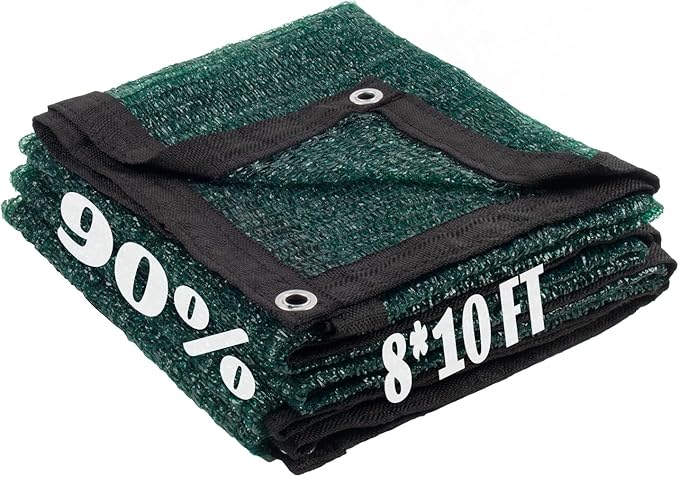 LOVE STORY 8x10FT 90% Green Garden Shade Cloth, Sun Shade Cover Net Mesh Tarp with Grommets, Sunblock Net for Garden,Greenhouse,Plants and Patio