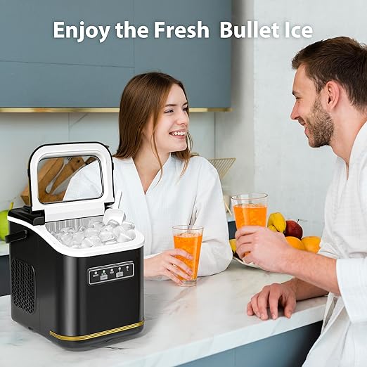 Ice Maker Machine Countertop Portable Compact Small Bullet Ice Maker with Self Cleaning,9 Cubes in 6 Mins,26lbs in 24Hrs, for Camping Dorm Home Outdoor