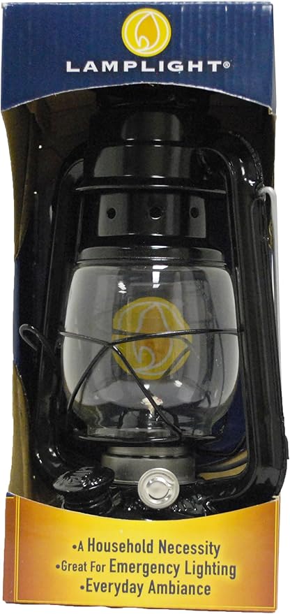 Lamplight Large Paraffin Oil Indoor Lamp, Hurricane Lamp, Emergency Kit, 52664 Farmer’s Lantern Indoor Oil Lamp, Black, Original