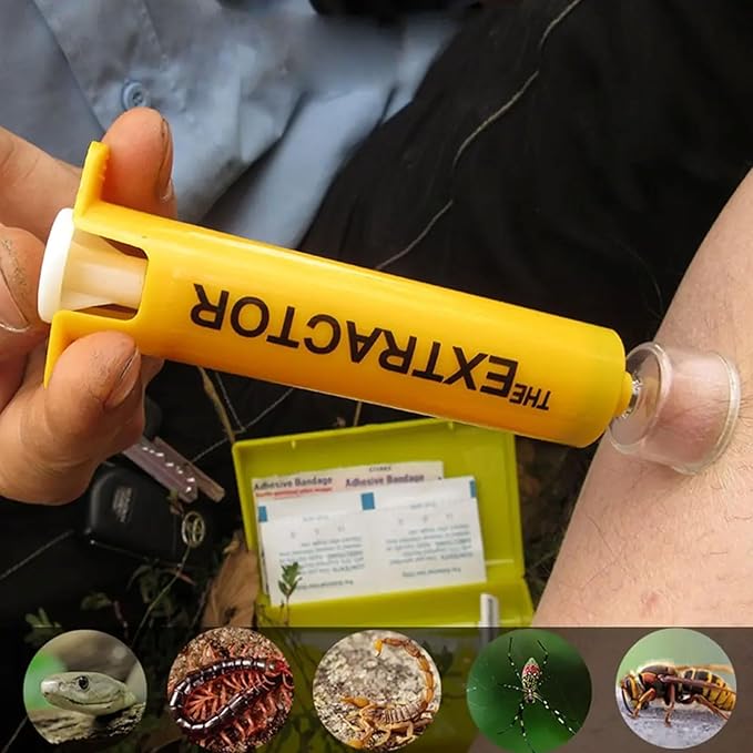 Snake Bite Kit, Bee Sting Kit, First aid kit, Venom Extractor Suction Pump, Bite and Sting First Aid for Hiking, Backpacking and Camping. (Yellow Kit)