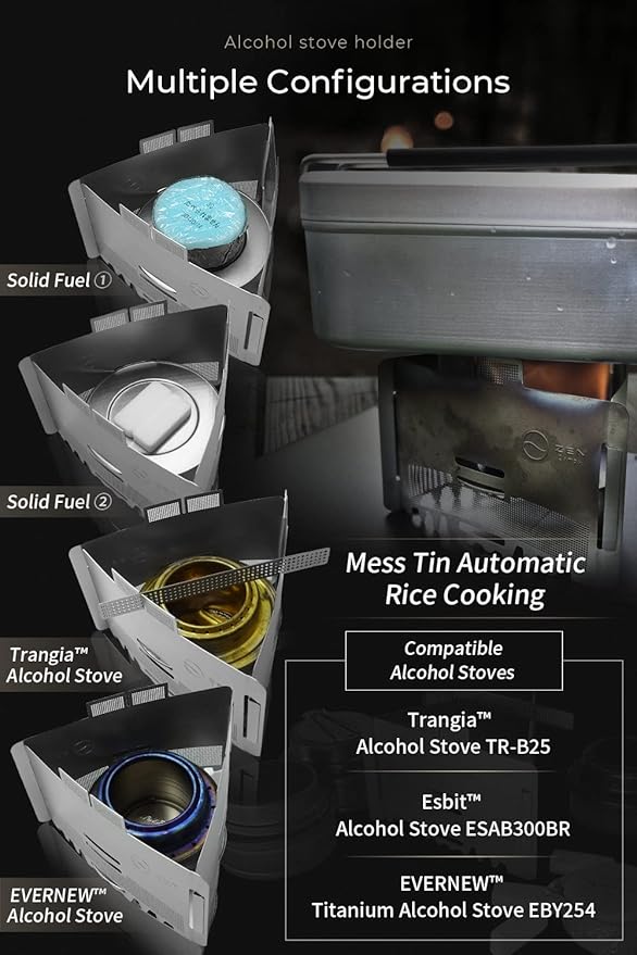 Ultralight Folding Stainless Steel Pot Stand with Tray Windscreen for Alcohol or Solid Fuel Stoves for camping