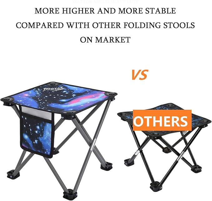 Roptat 2 Pack Camping Stool,Portable Folding Compact Lightweight Stool Seat for Camping Fishing Hiking Gardening Outdoor Walking Backpacking Travelling and Beach with Carry Bag