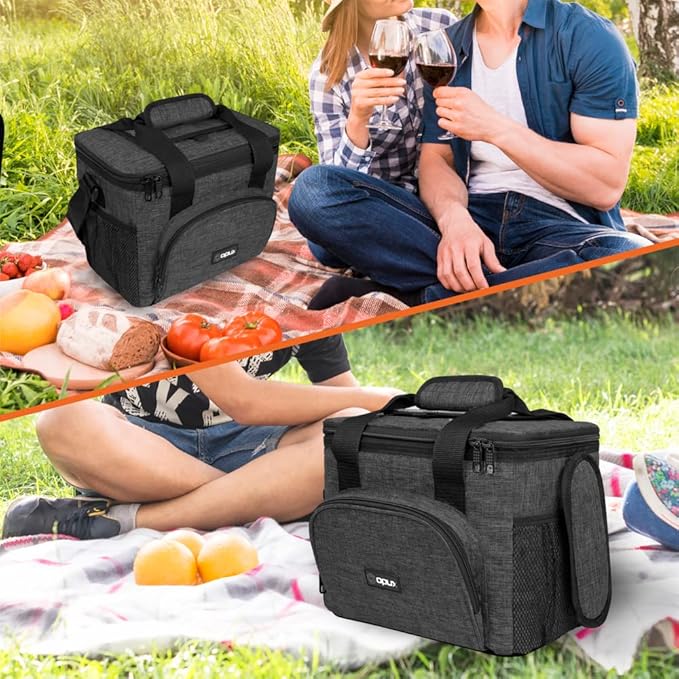 OPUX Soft Cooler Bag, Insulated Collapsible Lunch Cooler Bag for Men Work Camping Beach Travel, Portable Soft Sided Leakproof Waterproof Large Lunch Bag Box with Shoulder Strap 18 Cans, Charcoal Gray