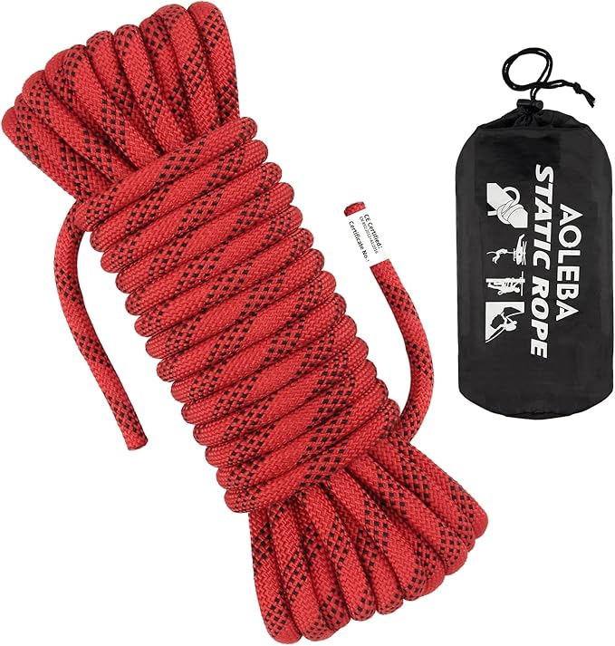 AOLEBA 10.5 mm Static Climbing Rope 10M(32ft) 20M(64ft) 30M(96ft) 50M(160ft) 70M(230ft) Outdoor Rock Climbing Rope, Escape Rope Ice Climbing Equipment Fire Rescue Parachute Rope