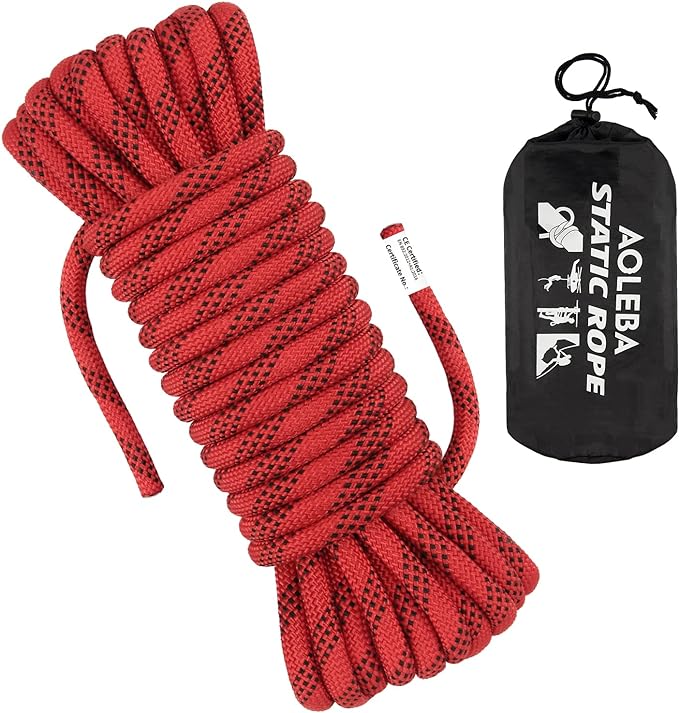 AOLEBA 10.5 mm Static Climbing Rope 10M(32ft) 20M(64ft) 30M(96ft) 50M(160ft) 70M(230ft) Outdoor Rock Climbing Rope, Escape Rope Ice Climbing Equipment Fire Rescue Parachute Rope