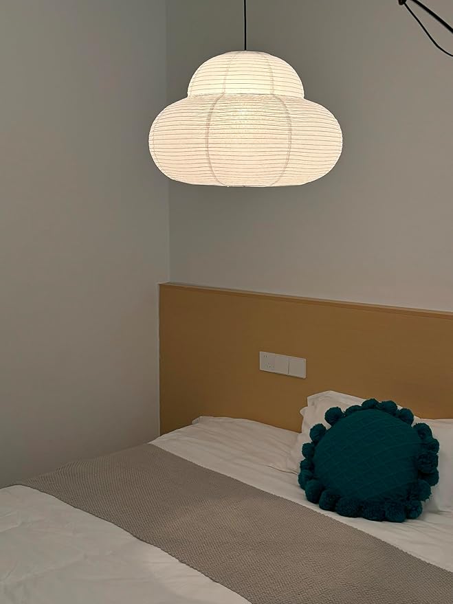 21.65inch White Cloud Lampshade,Big Size Foldable Chinese Paper Lantern, Handicrafts Ceiling Ampshade Indoor Decorative Chandelier