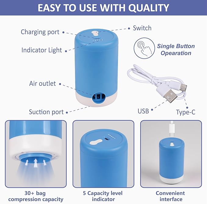 15 Pack Space Saver Storage Bags with Electric Air Pump