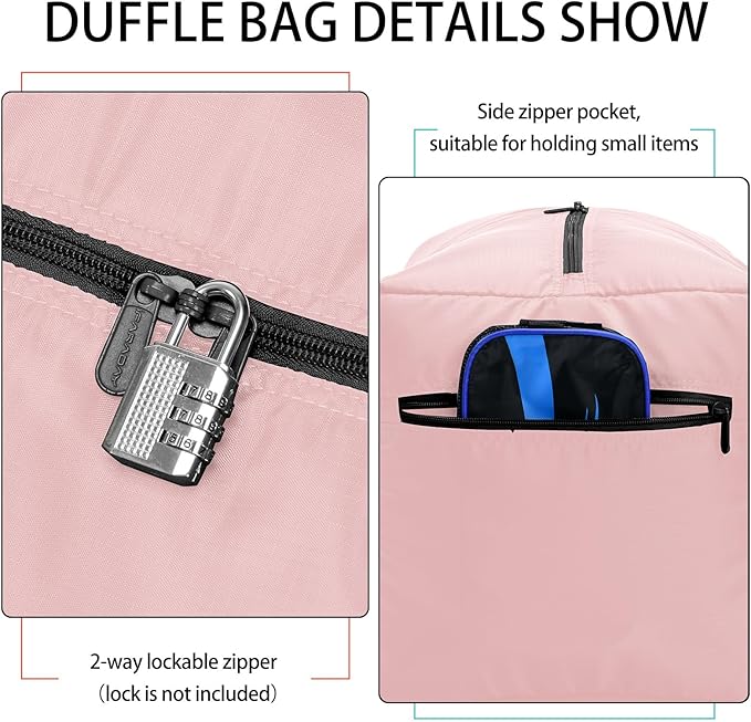Foldable Duffel Bag 30" / 75L Lightweight Spare Travel Bag with Water Rresistant for Travel-Pink