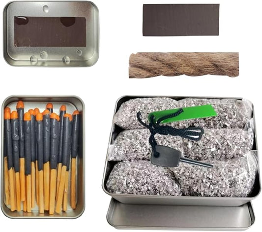 Fire Starter Kit with Magnesium Shavings and Waterproof Matches – Multiple Options with Ferro Rod and Fire Rope for Camping, Emergency, Bushcraft, Survival