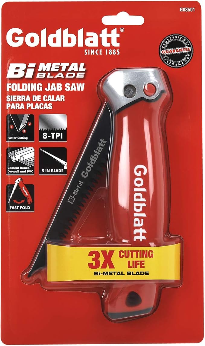 Goldblatt Folding Drywall Saw, Jab Saw, Hand Saws with Soft Grip Handle, Sheetrock Saws for Wallboard, Drywall, Plywood and PVC