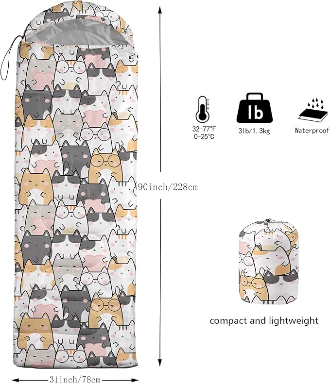 QOOMO Camping Sleeping Bags,3 Season Warm & Cool Weather,Lightweight,Waterproof Sleeping Bags for Adults & Kids,Traveling,and Outdoors,Camping Gear Equipment