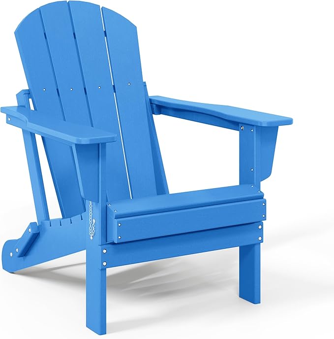 WestinTrends Malibu HDPE Outdoor Patio Folding Poly Adirondack Chair, Pacific Blue