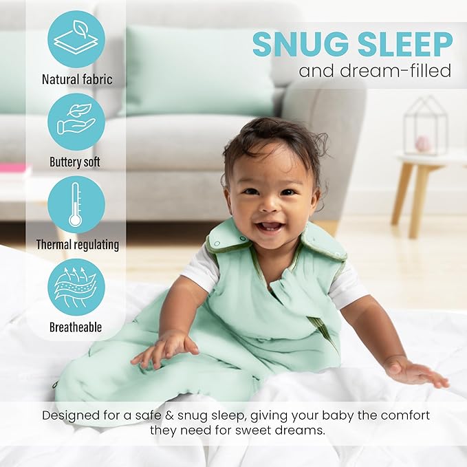 Rayon Made from Bamboo Sleep Sack 1.0 TOG 18-36 Months Unisex Baby Sleeping Bag with 2-Way Zipper Breathable Wearable Blanket Baby