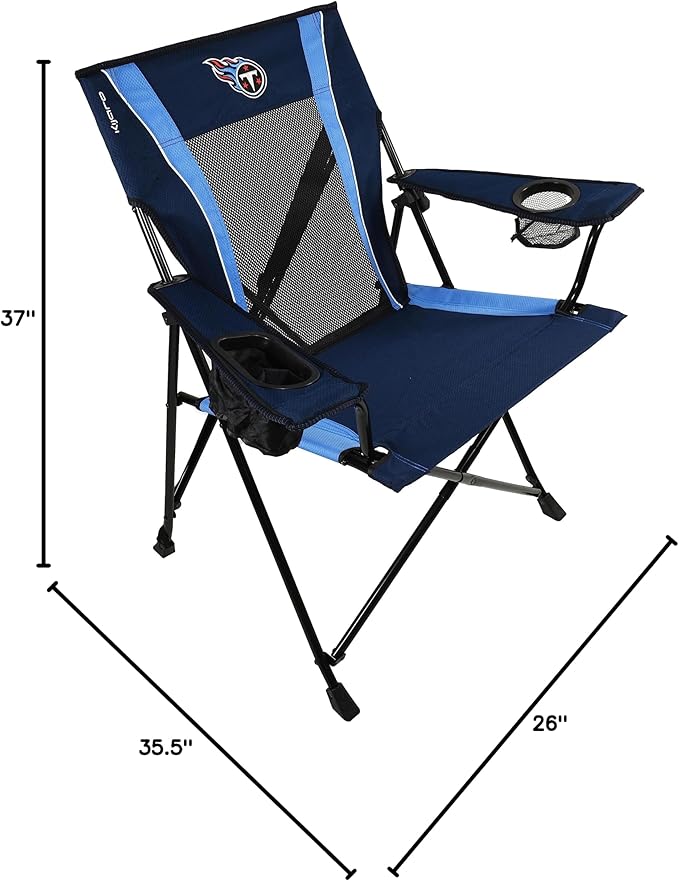 Kijaro Sports Fan Folding Chair, 26" L x 35.5" W x 37" H, Tennessee Titans