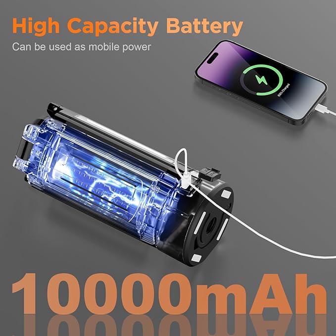 CAVN Rechargeable 10000mAh Camping Lights with Stand 6.5 ft Max Height, Portable Cordless LED Work Light 2200 Lumens 6500/4500/3500K Dimmable Camping Essentials Gear with Detachable Tripod, Black