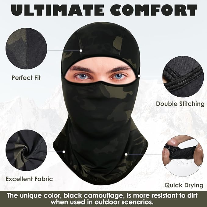 Achiou Balaclava Face Mask, Ski Mask for Men Women Football, Lightweight Sheisty, Ninja Shiesty Sun Hood UV Protector Cycling
