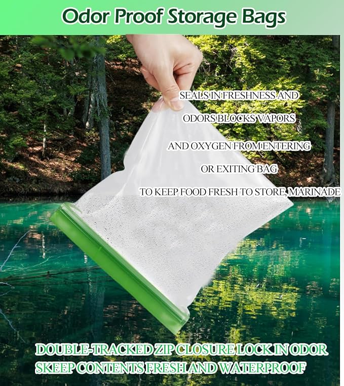 4 pack Bear Bags for Food Backpacking- Double Seal Odor Barrier Storage Bags 7.87 Mil Reusable Camping and Household, Lock in Odors Keep Contents Fresh and Waterproof, Reusable Odor Proof Bags ( 9*10)