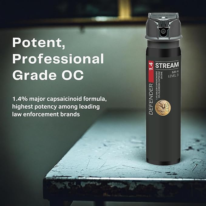 ASP Defender LE Pepper Spray, Self-Defense OC for Law Enforcement Professionals, Professional Grade Personal Defense Equipment, Personal Protection Device, 15-Foot Range