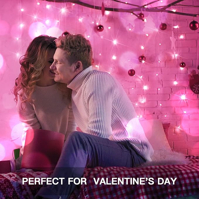 suddus Curtain Lights for Bedroom, 200 Led 6.5ft x 6.5ft Hanging String Lights Outdoor, Fairy Curtain Lights for Backdrop, Window, Wall, Wedding, Party, Garden, Porch, Birthday Decorations Pink