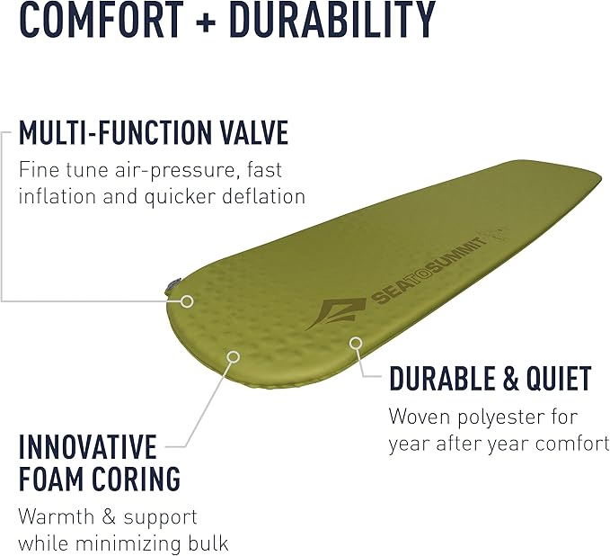 Sea to Summit Camp Self-Inflating Foam Sleeping Mat for Camping and Backpacking, Rectangular - Regular (72 x 25 x 1.5 inches)