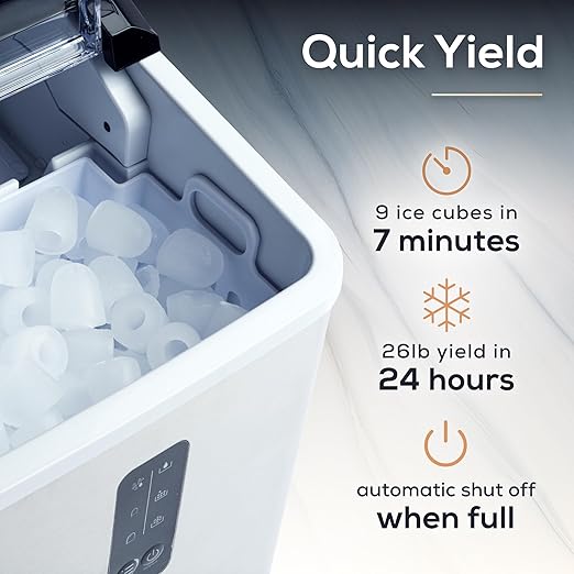 Igloo Automatic Ice Maker, Self-Cleaning, Countertop Size, 26 lbs in 24 Hours, 9 Large or Small Ice Cubes in 7 Minutes, LED Control Panel, Scoop Included, Great for Water Bottles, Stainless Steel