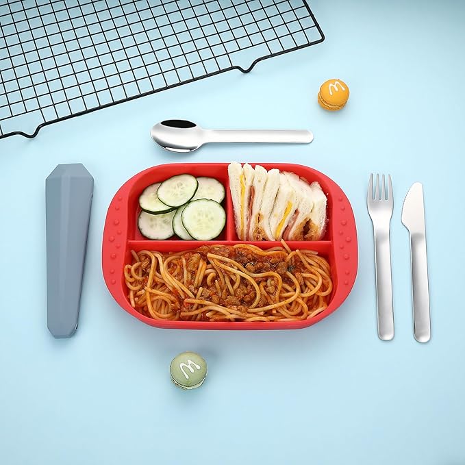 DEVICO Travel Utensils with Case, Reusable Camping Silverware Cutlery, 18/8 Stainless Steel Portable Fork Spoon Knife Set for Lunch Picnic School Workplace (Blue)