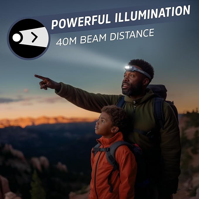 Energizer Universal Plus LED Headlamp, Lightweight Bright Headlamp for Outdoors, Camping and Emergency Light for Adults and Kids, Includes Batteries, Pack of 2