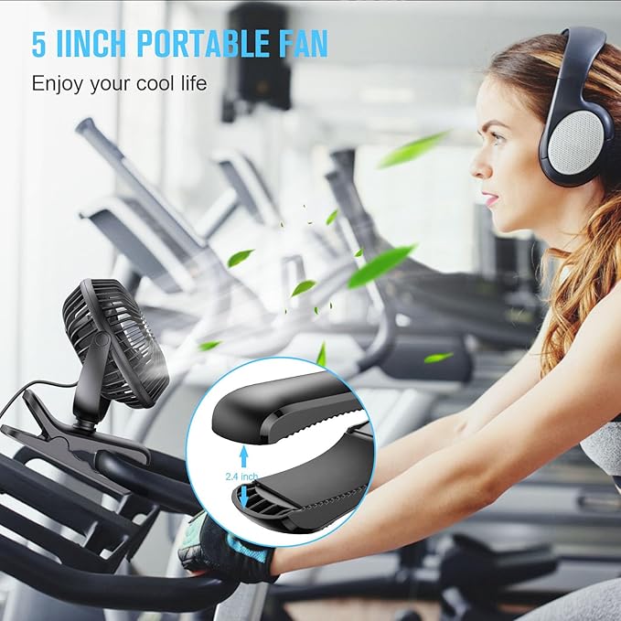 BESKAR Small Clip on Fan, 3 Speeds USB Fans with Strong Airflow, Clip & Desk Fans USB Plug in with Sturdy Clamp - Ultra Quiet operation for Office Dorm Bedroom Stroller