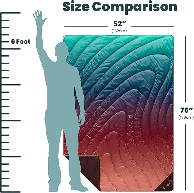 Rumpl Original Puffy Blanket - Warm, Water-Resistant Camping Blanket with 100% Recycled Synthetic Insulation, 52"x75", Original Puffy V2, Arizona Fade