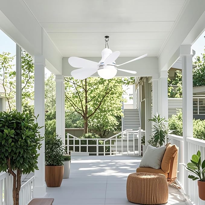 Portable Ceiling Fan with LED Light, Mini DC 5V USB Tent Fans for RV, 16.5Inch Small USB Ceiling Fan Hanging Camping Tent Gazebo Bed Dormitory, On/Off Button Switch, Detachable Blades