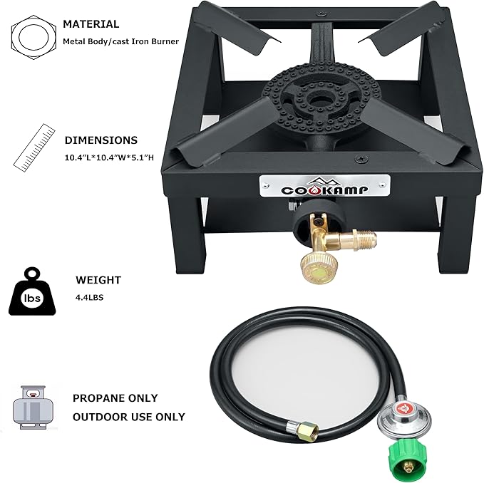 Propane Burner Angle Iron Camp Stove with CSA Listed Regulator and 4ft Hose (SA1200v2)