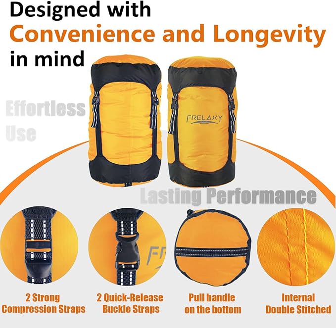 Frelaxy Compression Sack, 40% More Storage! 11L/18L/30L/45L/52L Compression Stuff Sack, Water-Resistant & Ultralight Sleeping Bag Stuff Sack - Space Saving Gear for Camping, Hiking