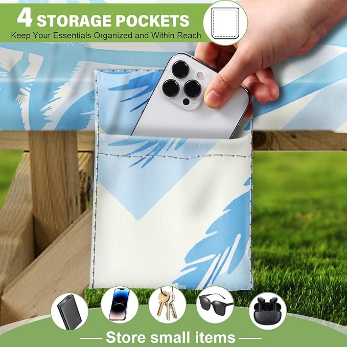 Fitted Picnic Table Cover with Bench Covers, Windproof Vinyl Table Cloths Outside Camping Cooking Backyard Furniture Seat Cushion Tablecloth Activities Party Decor Decorations Para Acampar Equipment