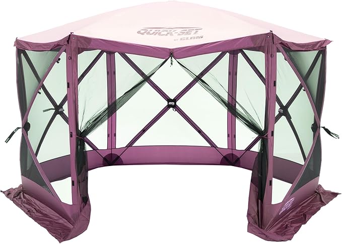 CLAM Pop Up Screen Tent, Outdoor Camping Gazebo Canopy, Escape, 11.5', Plum