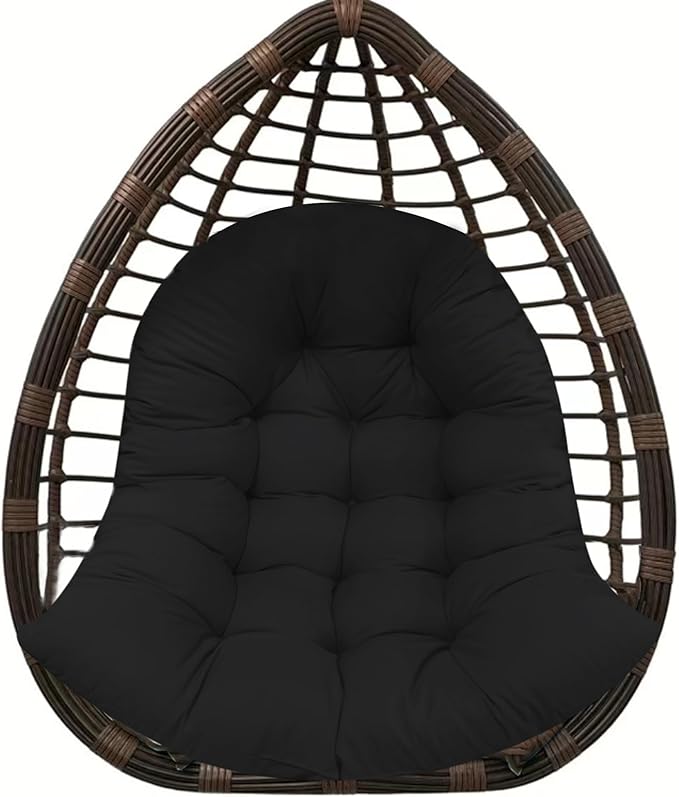 Thicken Egg Chair Cushion Replacement, Outdoor Hammock Swing Chair Cushions, Hanging Wicker Basket Seat Pad with High Elasticity PP Cotton, for Garden Patio Porch Furniture (Only Cushion)