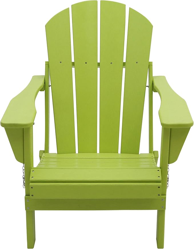 WestinTrends Malibu HDPE Outdoor Patio Folding Poly Adirondack Chair, Lime