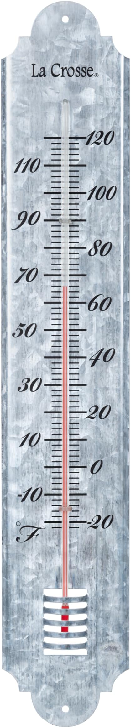 La Crosse 204-1550-INT 19.50" Galvanized Metal Analog Vertical Thermometer
