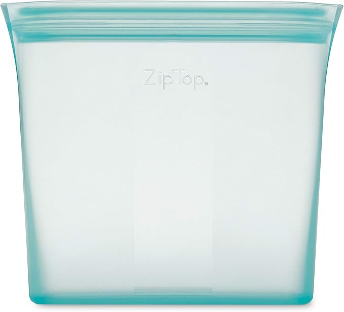 Zip Top Reusable Food Storage Bags | Sandwich Bag [Teal] | Silicone Meal Prep Container | Microwave, Dishwasher and Freezer Safe | Made in the USA