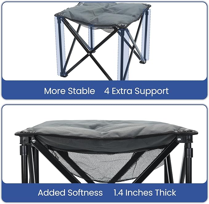 Padded Camping Stool, 18 Inch Oversized Camping Foot Rest, 500lb Camping Chairs Outdoor Footstool Portable Camping Ottoman for Camping Gardening Fishing w/Storage Net Carry Bag(1, DarkGreen)