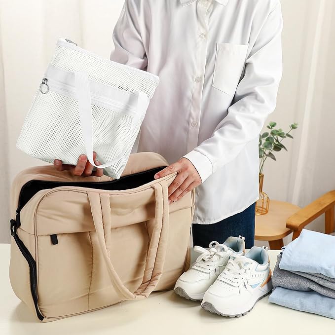 Mesh Shower Caddy Portable with Zipper & 2 Pockets - Quick Dry Shower Caddy Hanging for Travel Gym Camp Beach - Bathroom Organizer Bag Essentials for College Dorm