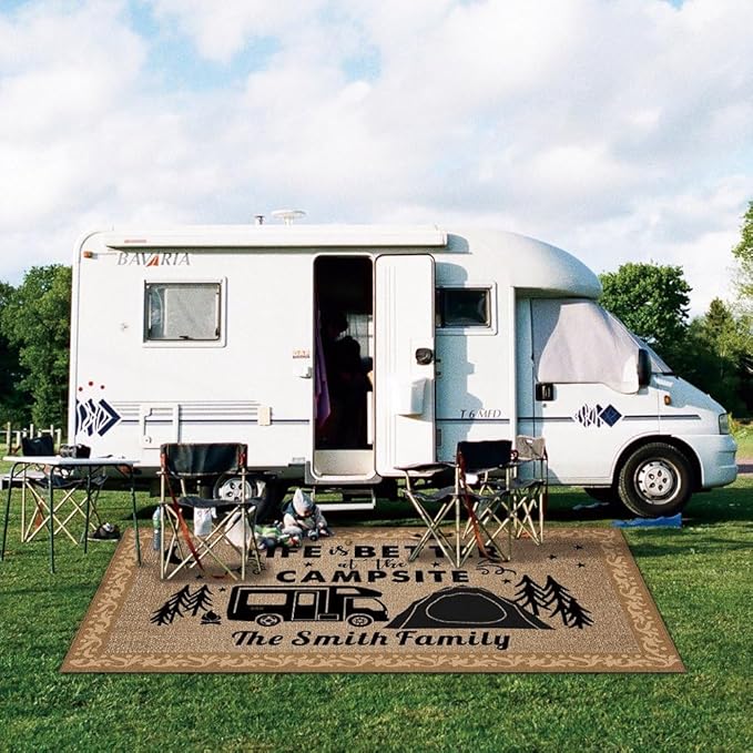 Custom Camping Rug It's Better at The Campsite RV Trailer Decor Camper Floor Mat for Outdoors, Patio, Backyard, Picnic, Beach, Camping, 66 x 99 Inch (20 RV Optional)