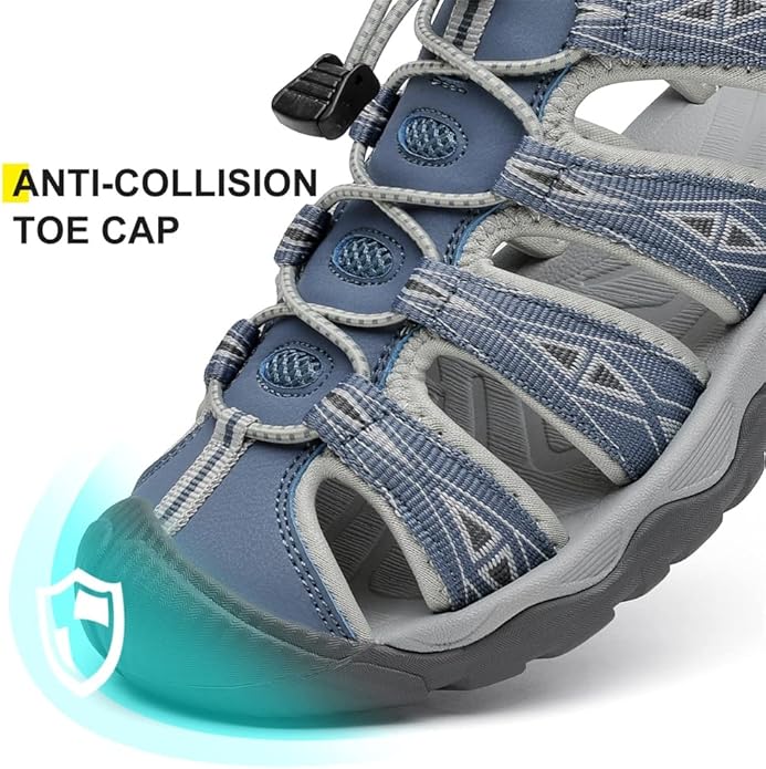 Dannto Women's Sport Hiking Sandals Closed Toe Outdoor Athletic Walking Sandal Lightweight Summer Water Shoes
