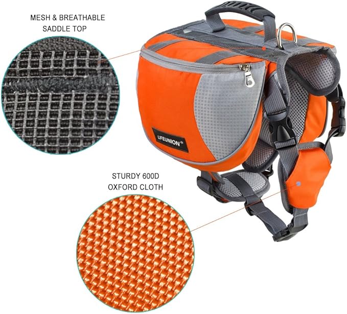 Adjustable Service Dog Supply Backpack Saddle Bag for Camping Hiking Training