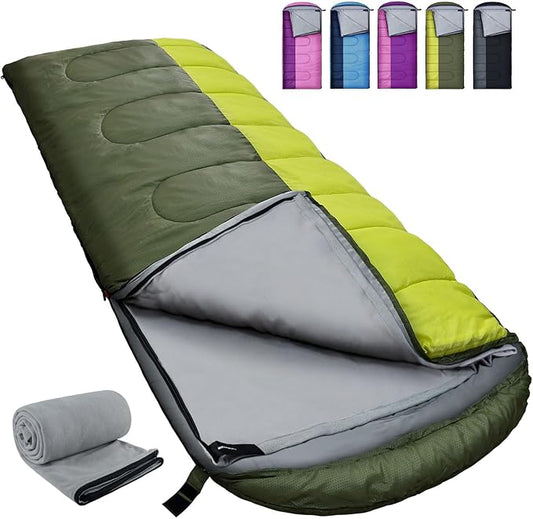 XL 10 Degree Sleeping Bags Waterproof for Adults 350GSM Machine Washable with Compression Sack for 3-4 Season Camping Outdoor