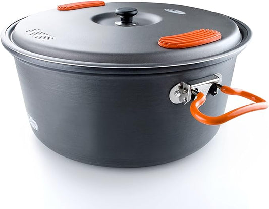 GSI Outdoors Halulite Aluminum Pot, Lightweight Hard Anodized Aluminum Camp & Backpacking Cookware with Lid & Folding Handle