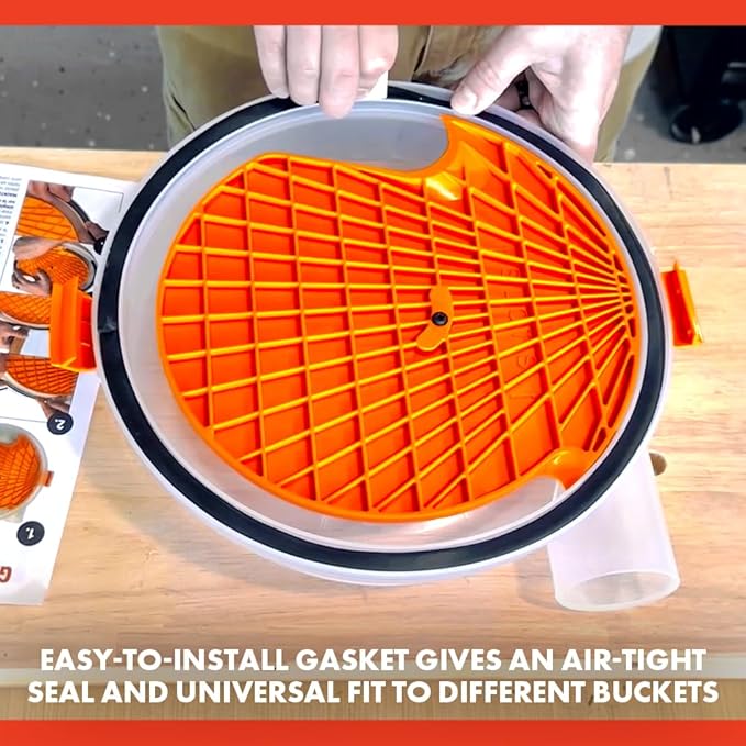 The Dustopper PRO, Low-Profile Dust Separator for Shop Wet/Dry Vacuums. Includes High-Flow 90 Degree Sweep Elbows and Connection Hose. Fits Standard 5 Gallon Buckets, Made in USA