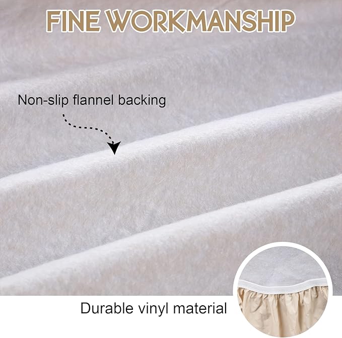 3 Pcs Picnic Table and Bench Fitted Tablecloth Cover for 6 Ft Table 30 x 72 Inch Vinyl Fitted Elastic Edges Waterproof Wipeable Tablecloth for Indoor Outdoor Travel Picnics Patio Camping (Beige)