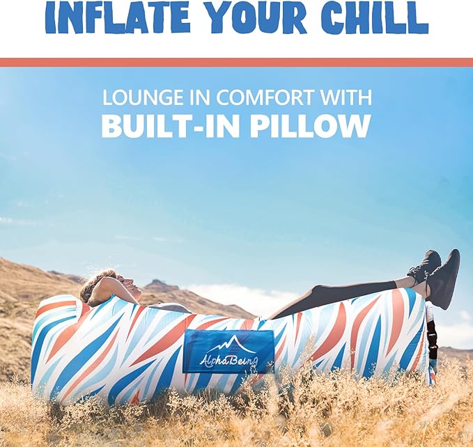 AlphaBeing Inflatable Lounger Beach Chair Accessories, Air Sofa Hammock Inflatable Couch for Camping Backyard Lakeside with Compression Sacks, Ideal Outdoor Gifts for Adults