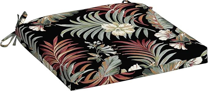 Arden Selections Rocking Chair Cushion, 19 x 18, Rain-Proof, Fade Resistant, Cushions for Rocking and Outdoor Chairs 18 x 19, Simone Black Tropical (Pack of 4)