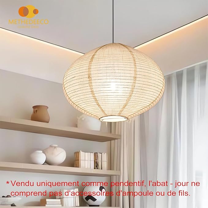 2PCS 16-inch Handmade Linen Pendant Light Shades Fabric Lampshade, Minimalist White/Beige, Foldable Hanging Lanterns for Bedroom, Living Room, Kitchen showcase window House Gift Idea